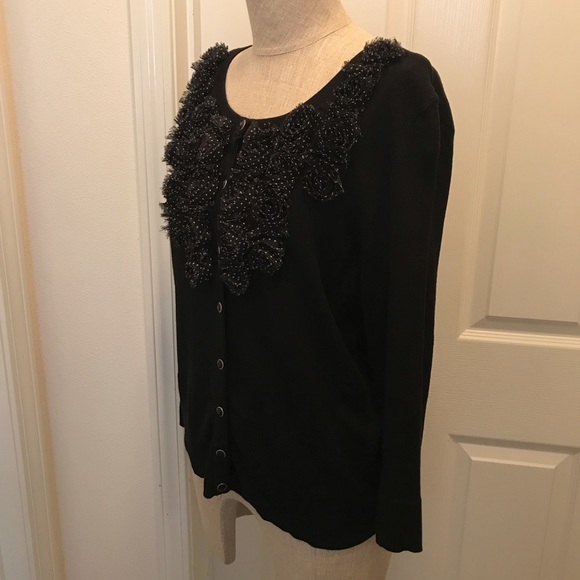 WHBM black cardigan with polkadot detail - Picture 4 of 16